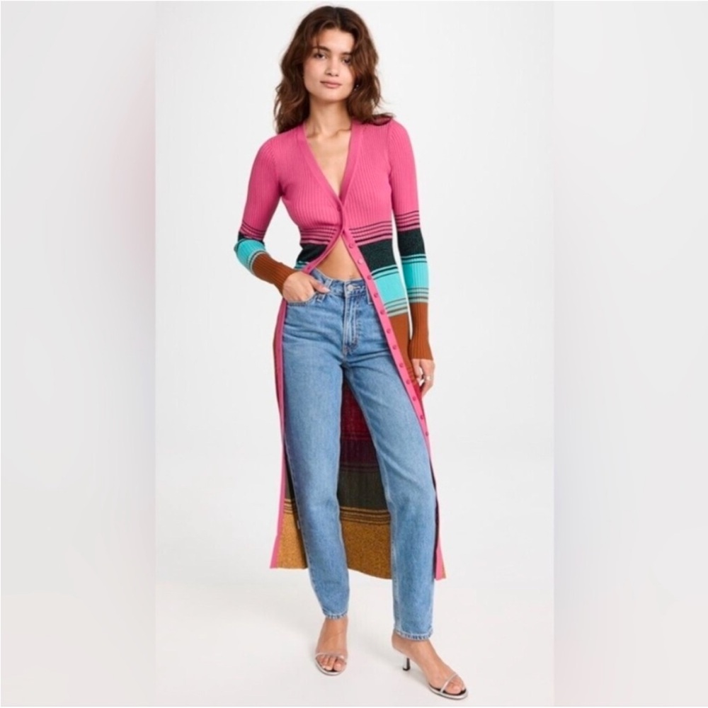 STAUD Shoku Rib Knit Stripe Sweaterdress